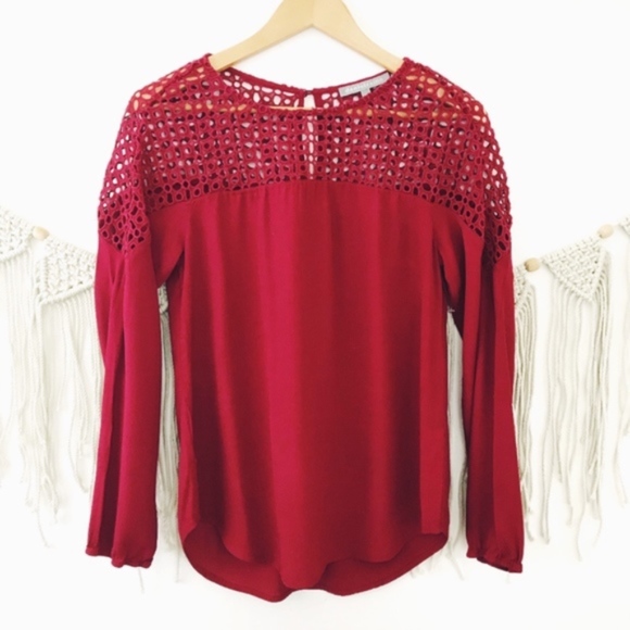 Daniel Rainn Tops - Daniel Rainn Lace Keyhole Long Sleeve Top A5